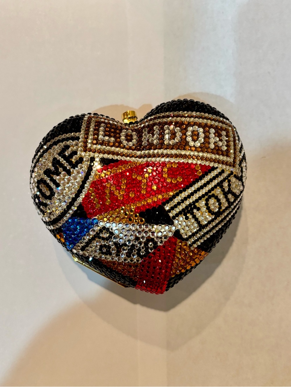 Crystal heart shaped evening bag